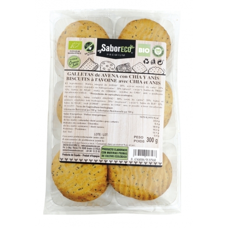 Galletas de Avena con Chía y Anís BIO Bandeja 300 g